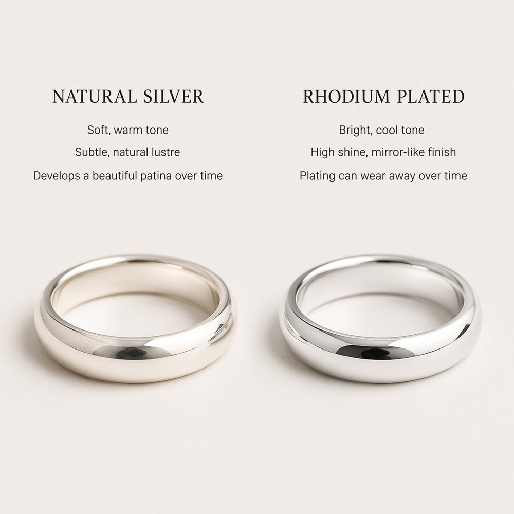Natural Silver vs Rhodium Plated Jewellery: What’s the Difference?