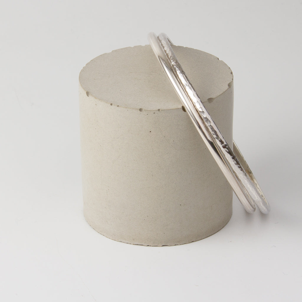 Mezza Hammered Silver Stacking Bangle
