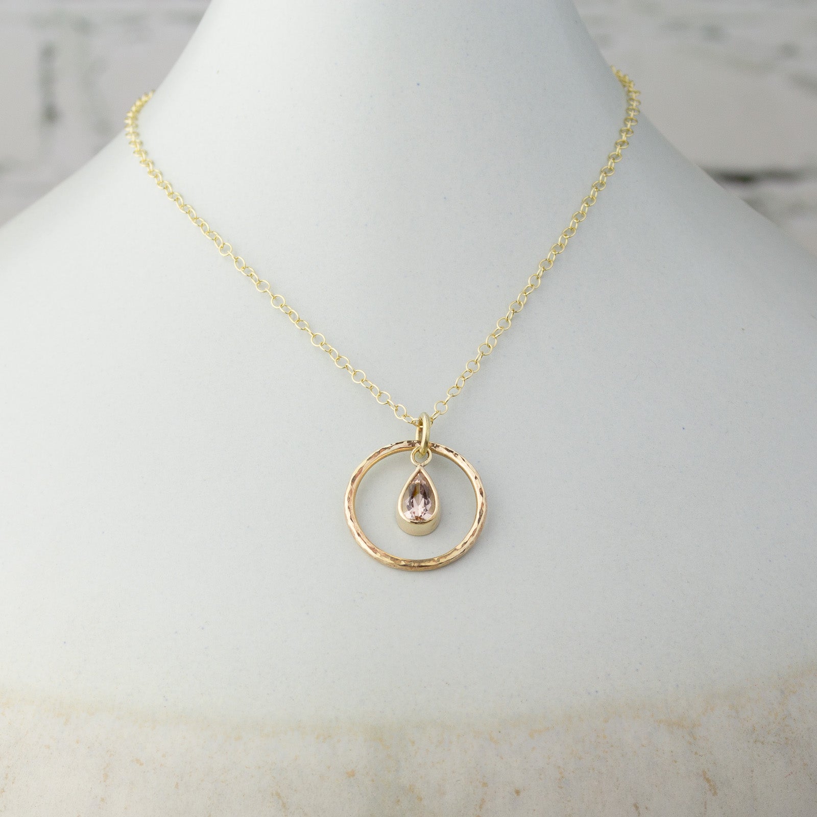 Caldera Pera Morganite Gold Pendant