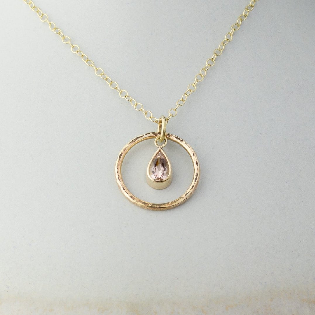 Caldera Pera Morganite Gold Pendant