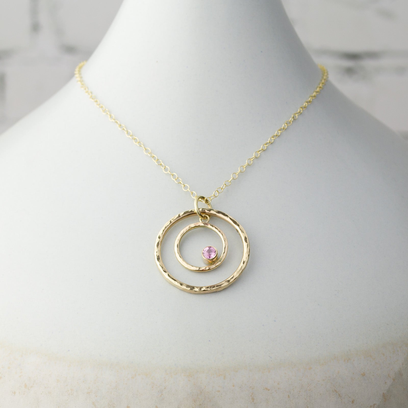 Caldera Eclissi Doppia Pink Sapphire Gold Pendant