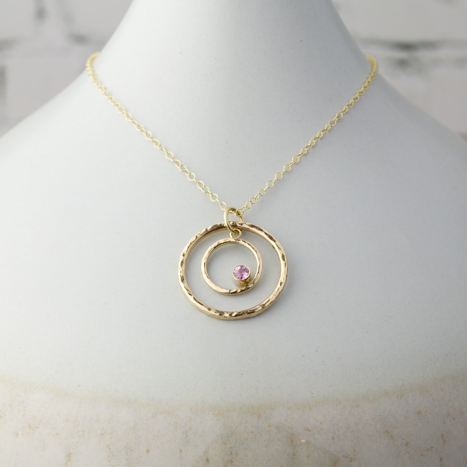 Caldera Eclissi Doppia Pink Sapphire Gold Pendant