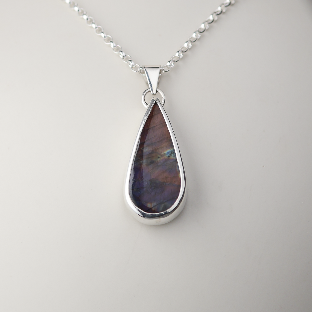 Purple Labradorite Sterling Silver Pendant