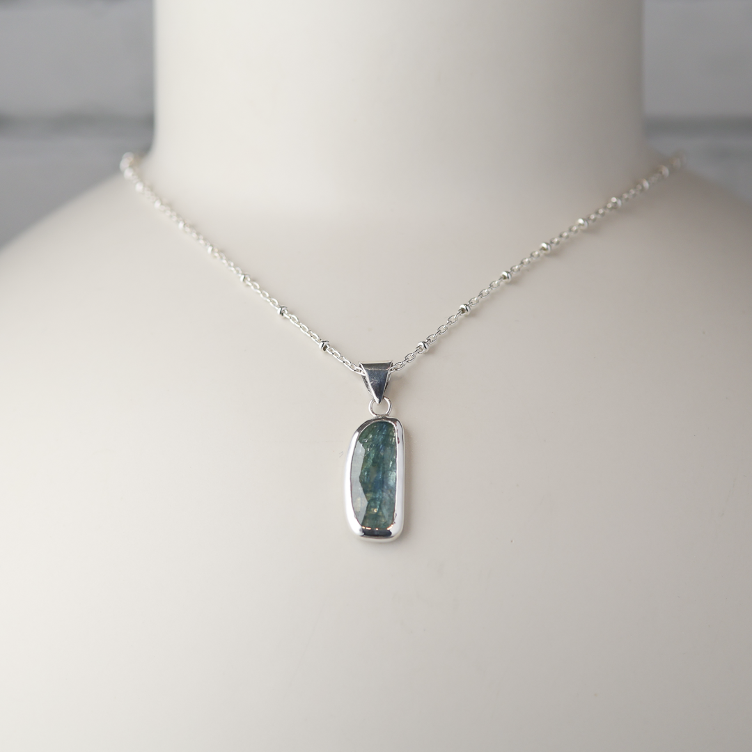 Kyanite Slice Silver Pendant