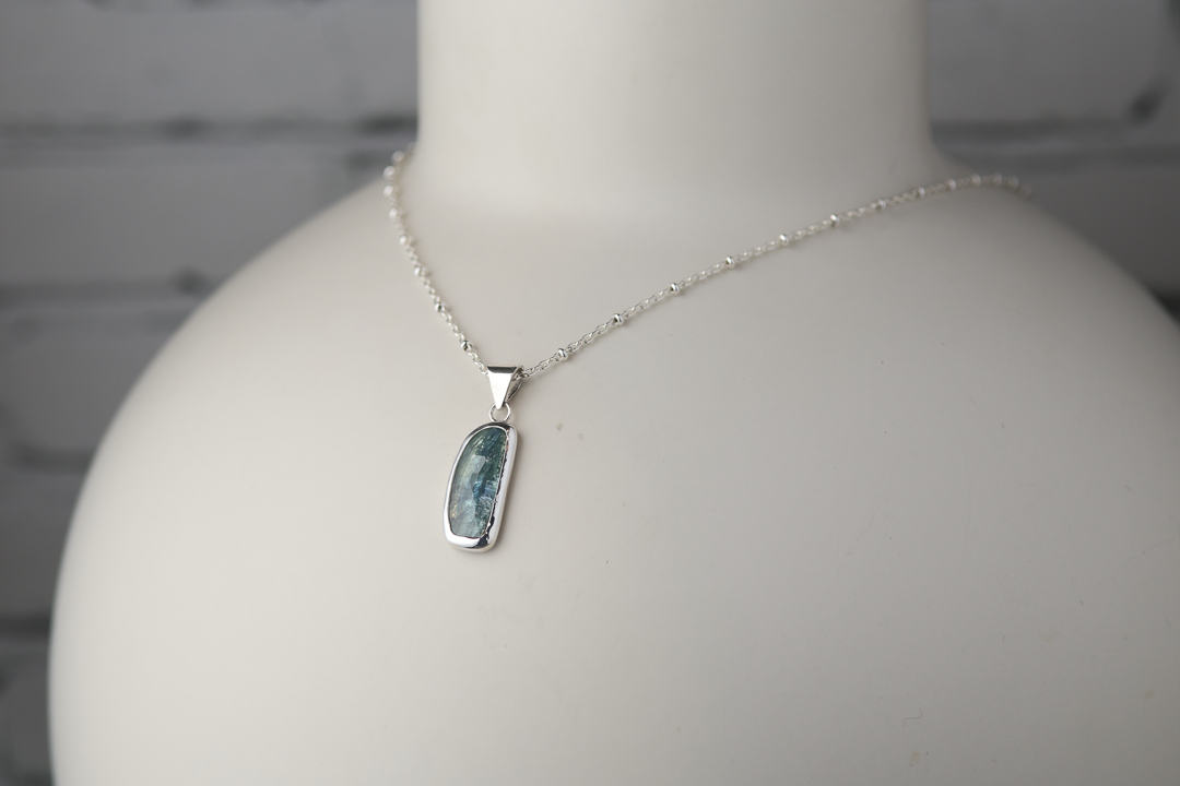 Kyanite Slice Silver Pendant