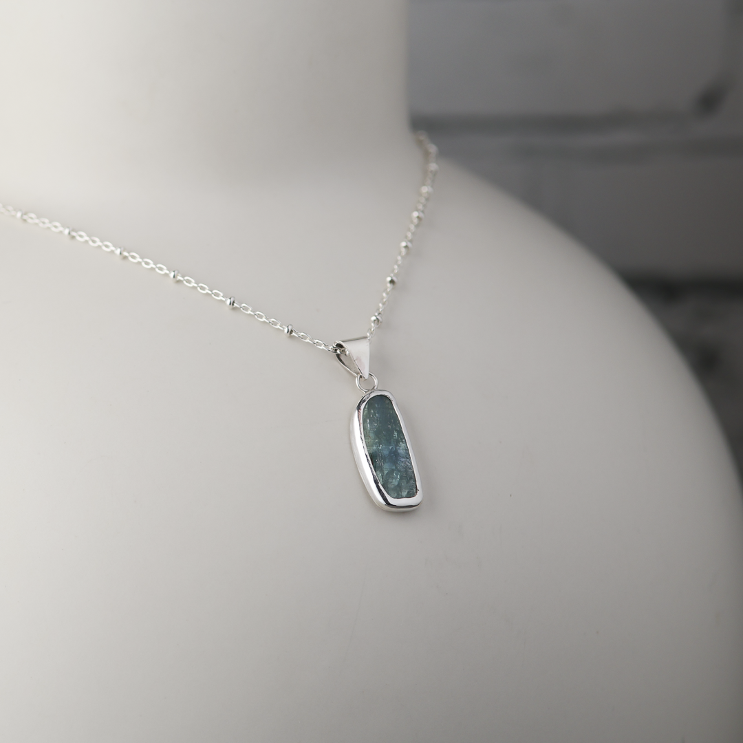Kyanite Slice Silver Pendant