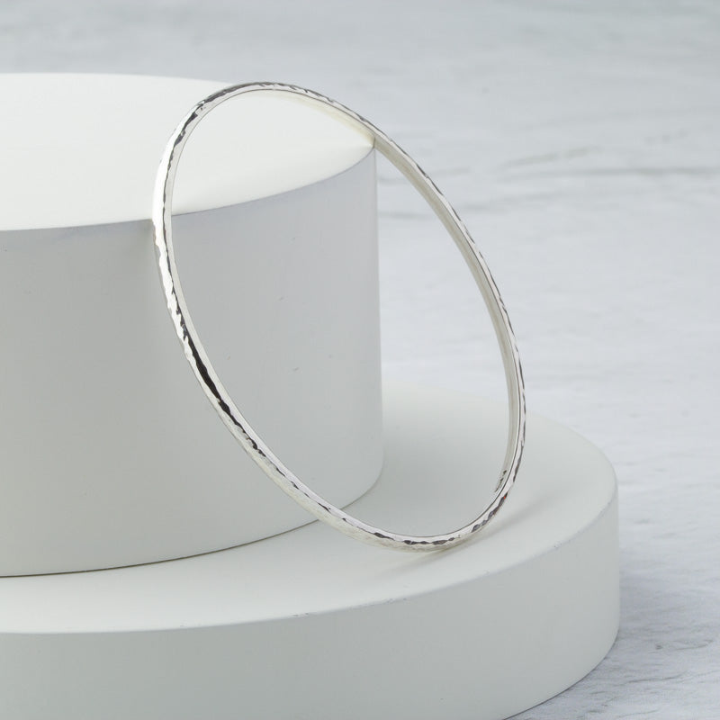 Mezza Hammered Silver Stacking Bangle