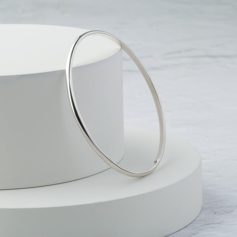 Mezza Polished Silver Stacking Bangle