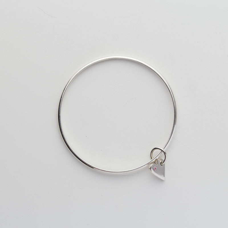 Tallulah Silver Pink Sapphire Heart Bangle