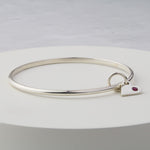 Tallulah Silver Ruby Heart Bangle