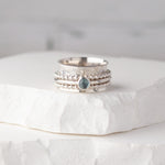 Silver Triple Spinner Ring with Gemstone