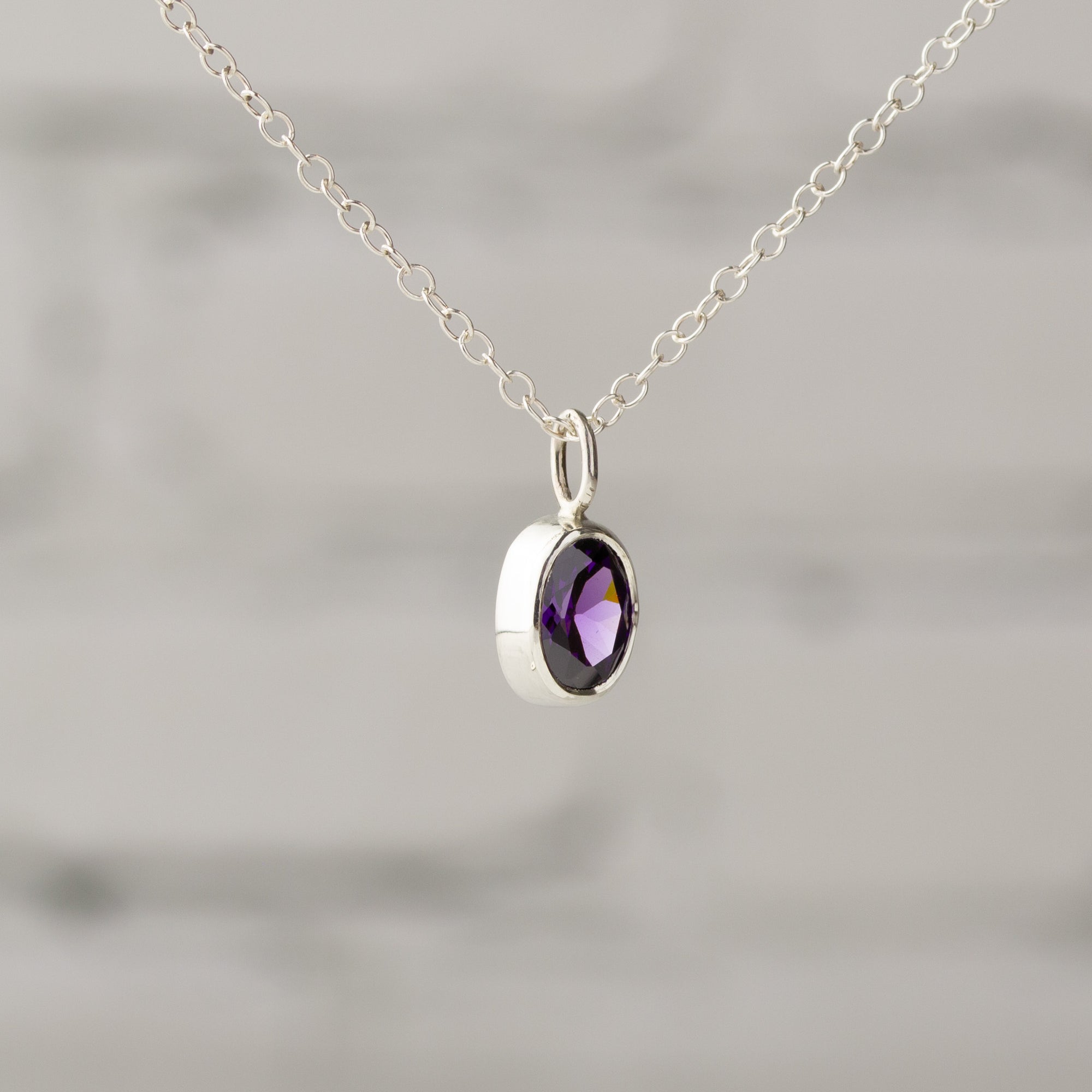 Amethyst Uno Ovale Silver Pendant