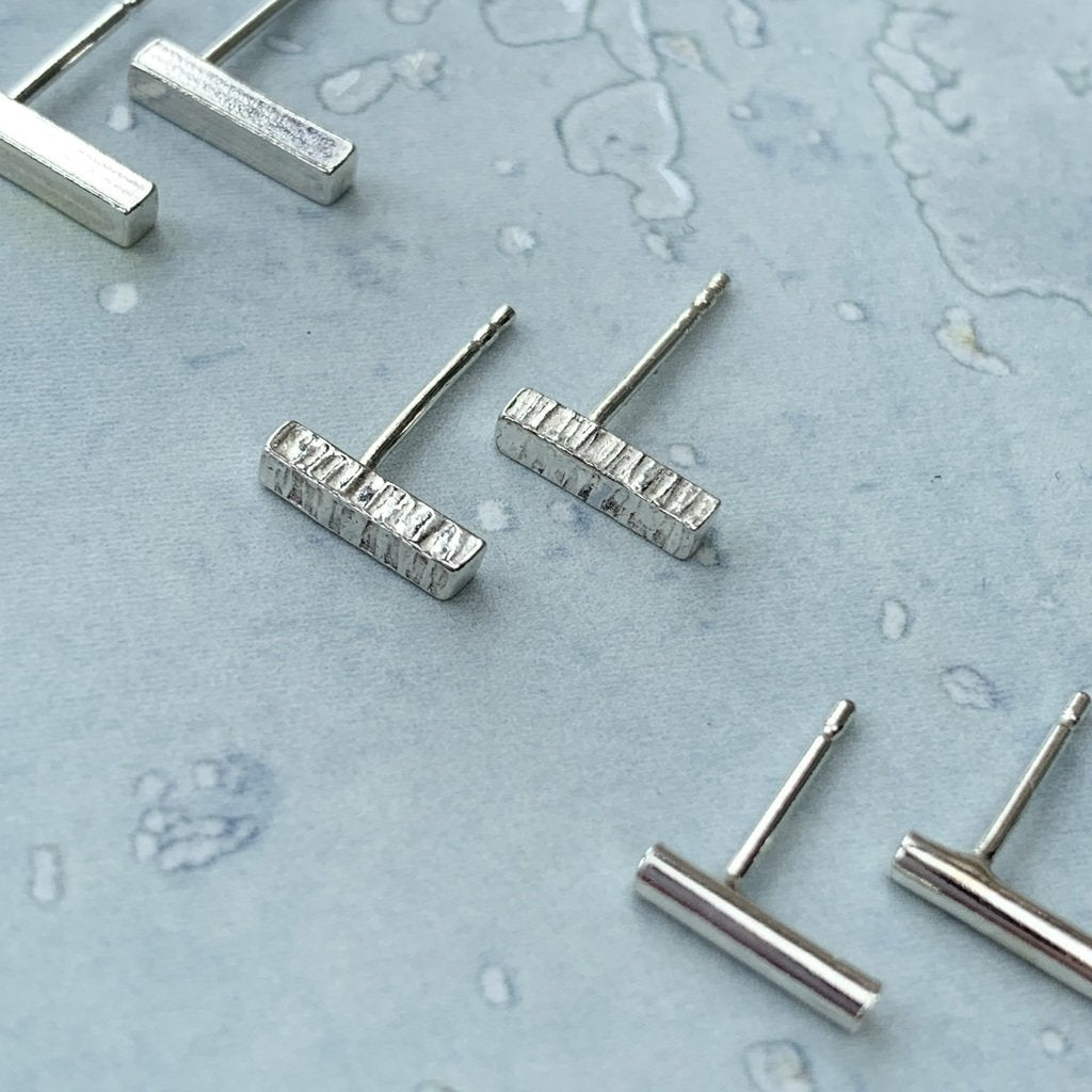 Barra handmade silver bar stud earrings collection
