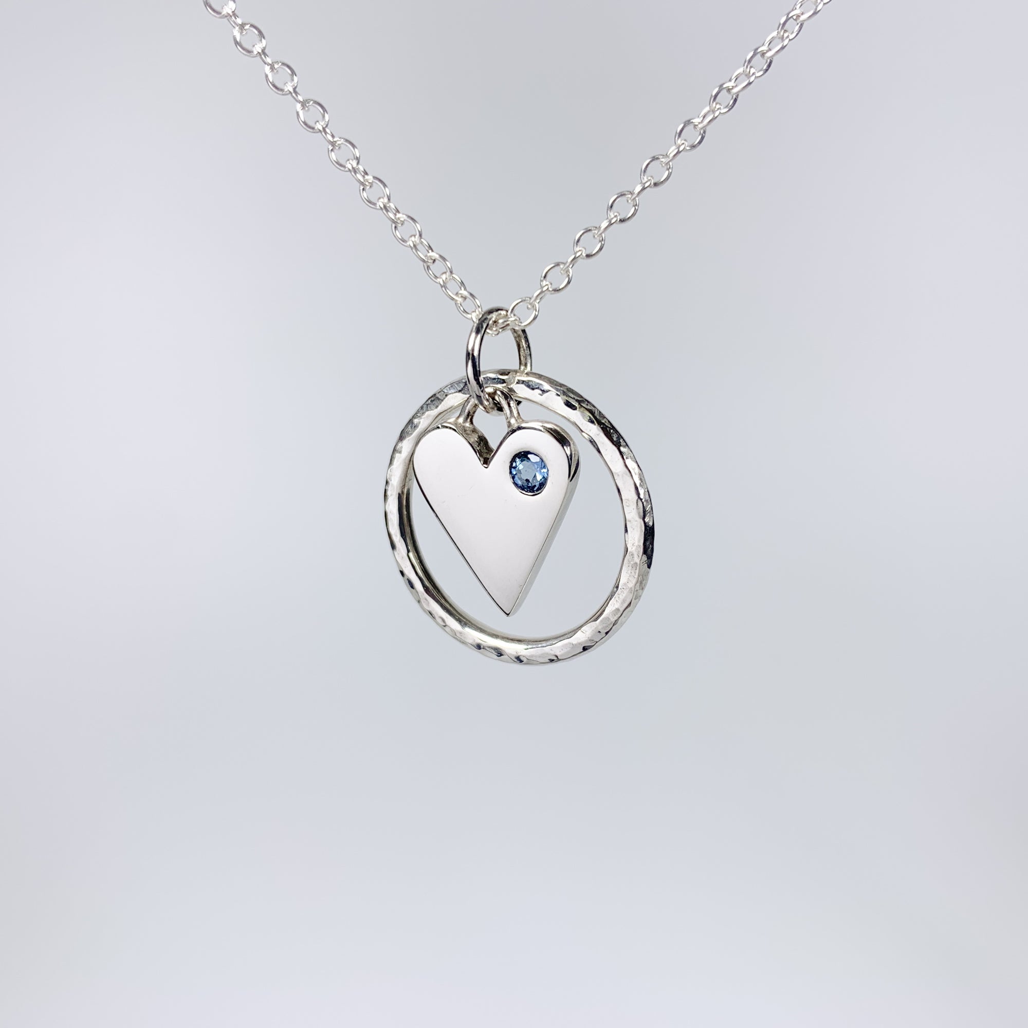 Caldera Amor Blue Sapphire Heart Pendant Necklace