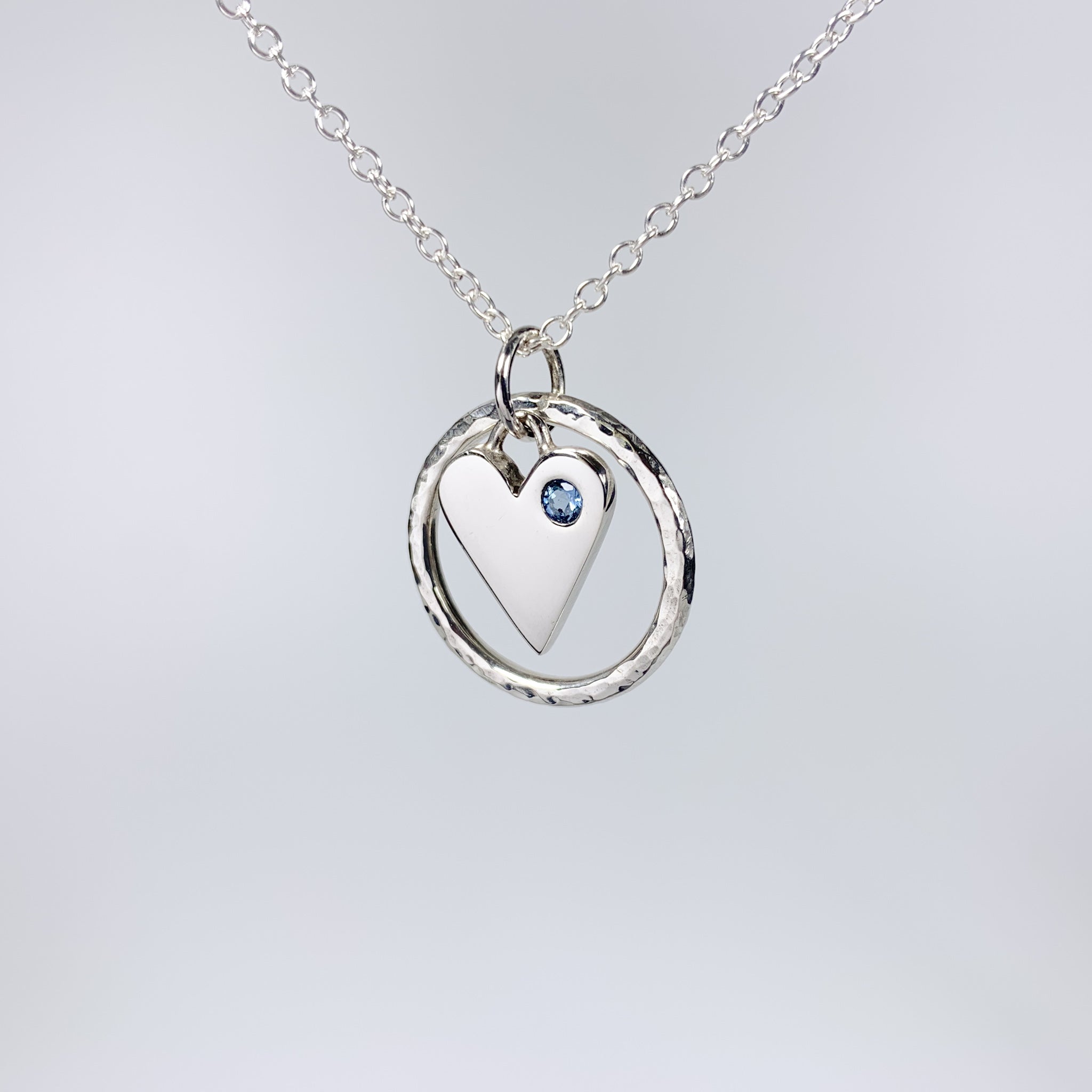 Caldera Amor Blue Sapphire Heart Pendant Necklace