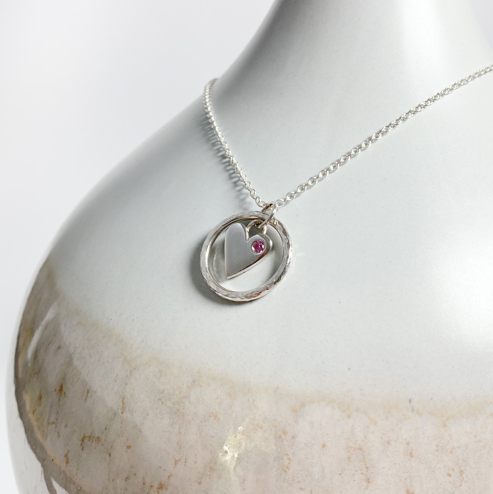 Caldera Amor Pink Sapphire Heart Pendant Necklace