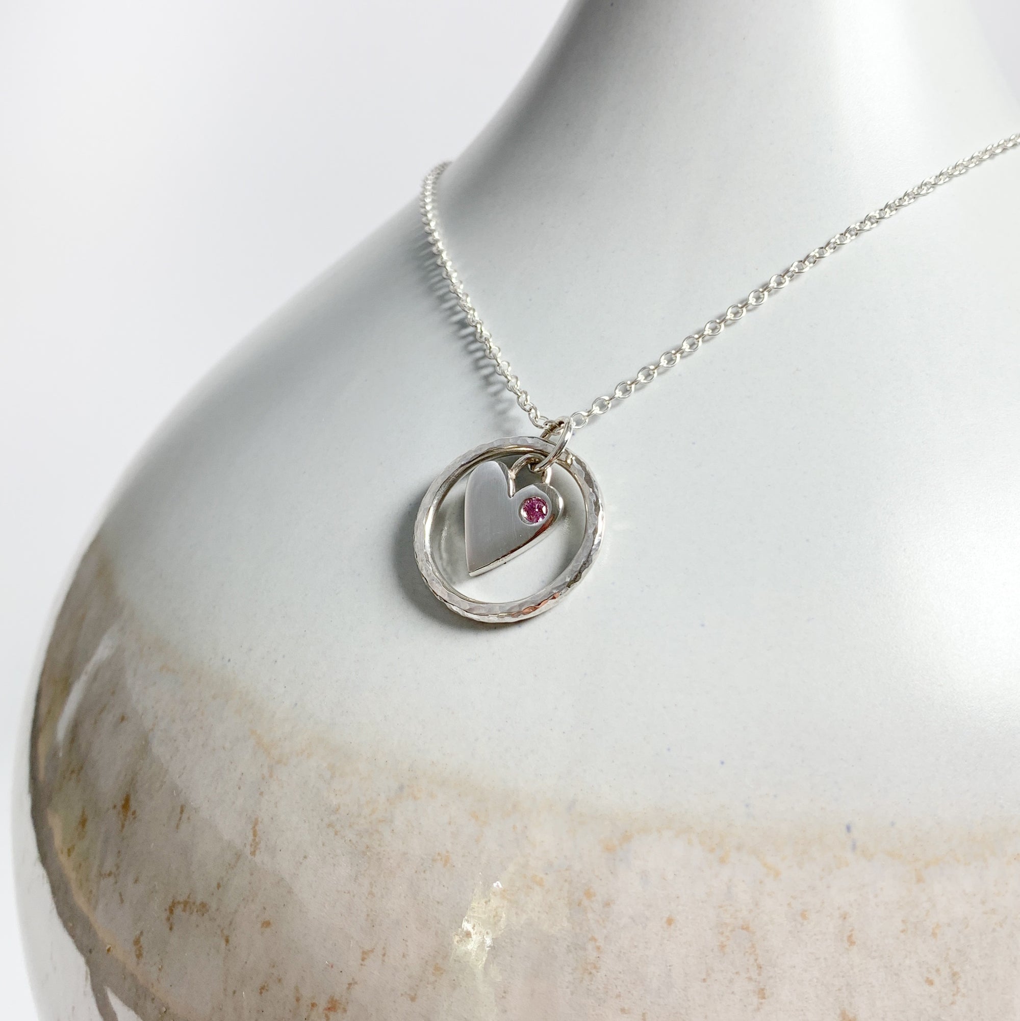 Caldera Amor Pink Sapphire Heart Pendant Necklace