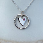 Caldera Amor Heart Pendant Necklace with Deep Ruby Gemstone - July Birthstone
