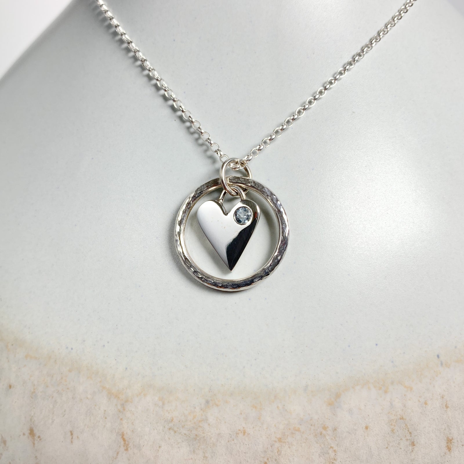Caldera Amor Sky Blue Topaz Heart Pendant Necklace