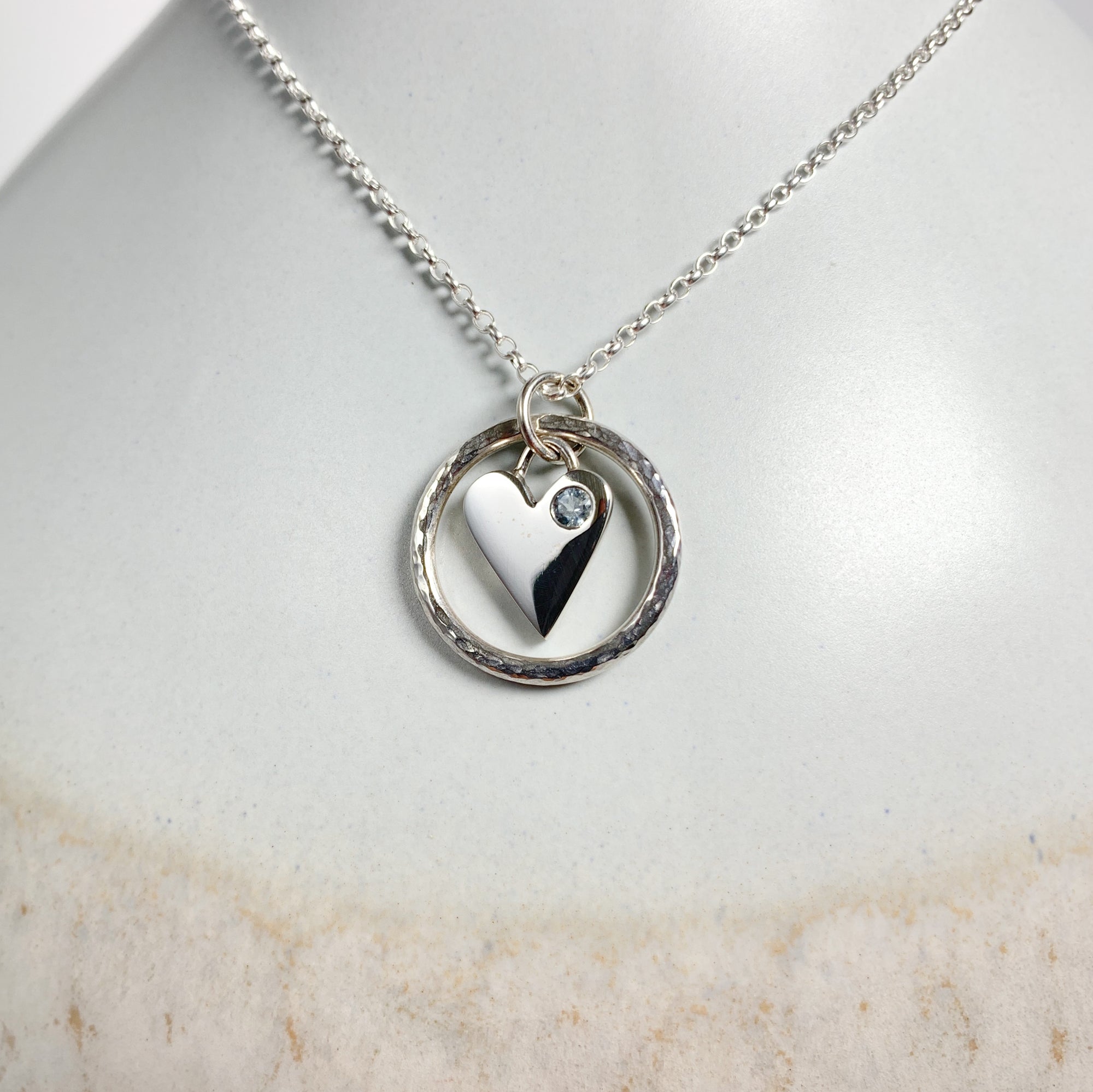 Caldera Amor Sky Blue Topaz Heart Pendant Necklace