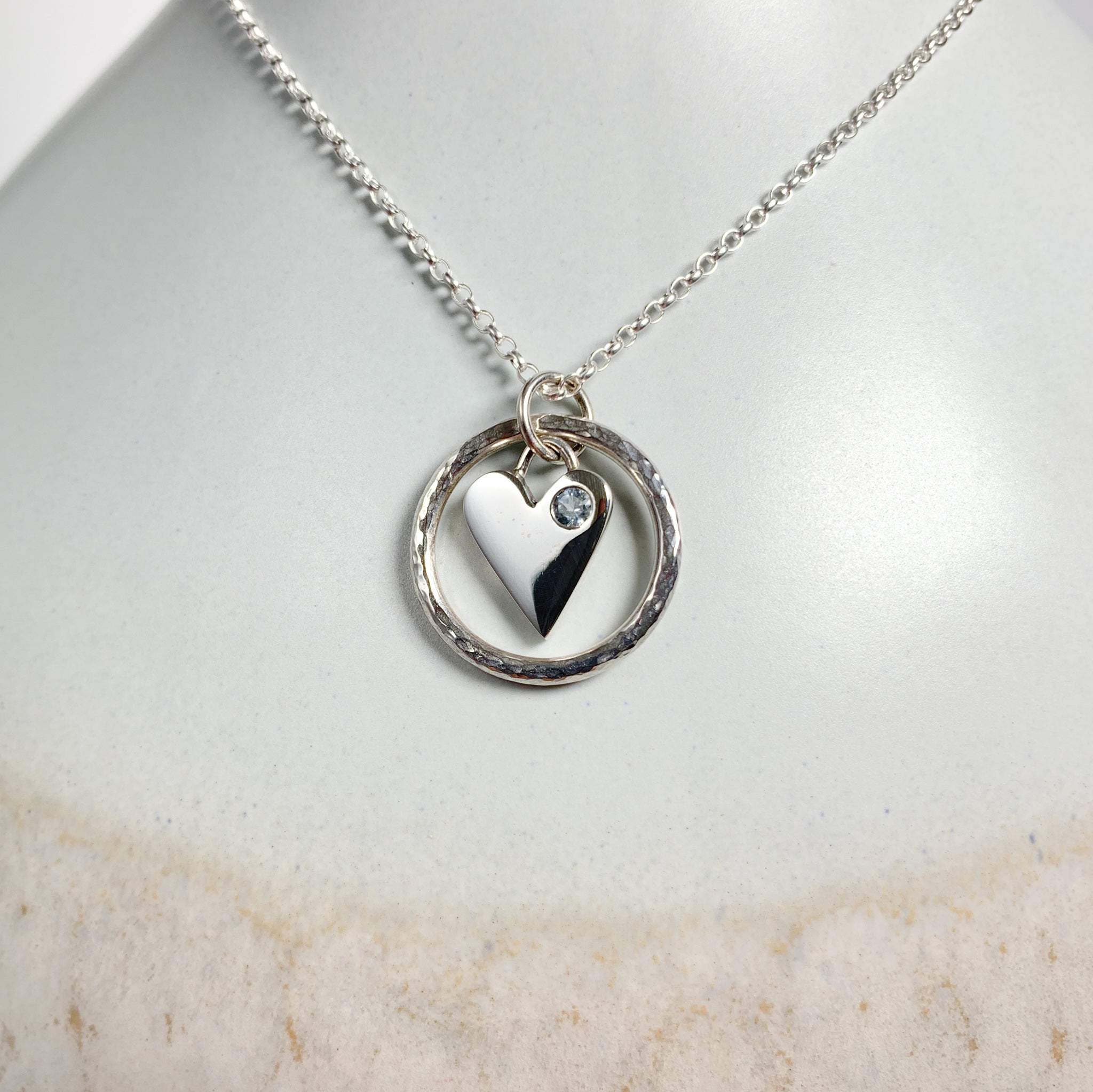 Caldera Amor Sky Blue Topaz Heart Pendant Necklace