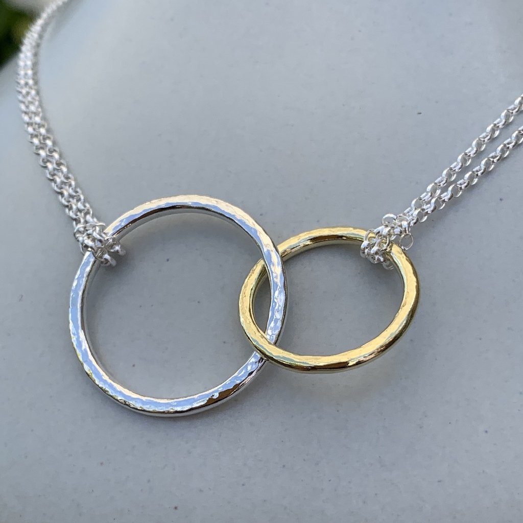 Caldera Doppia Duet- handmade gold and silver necklace