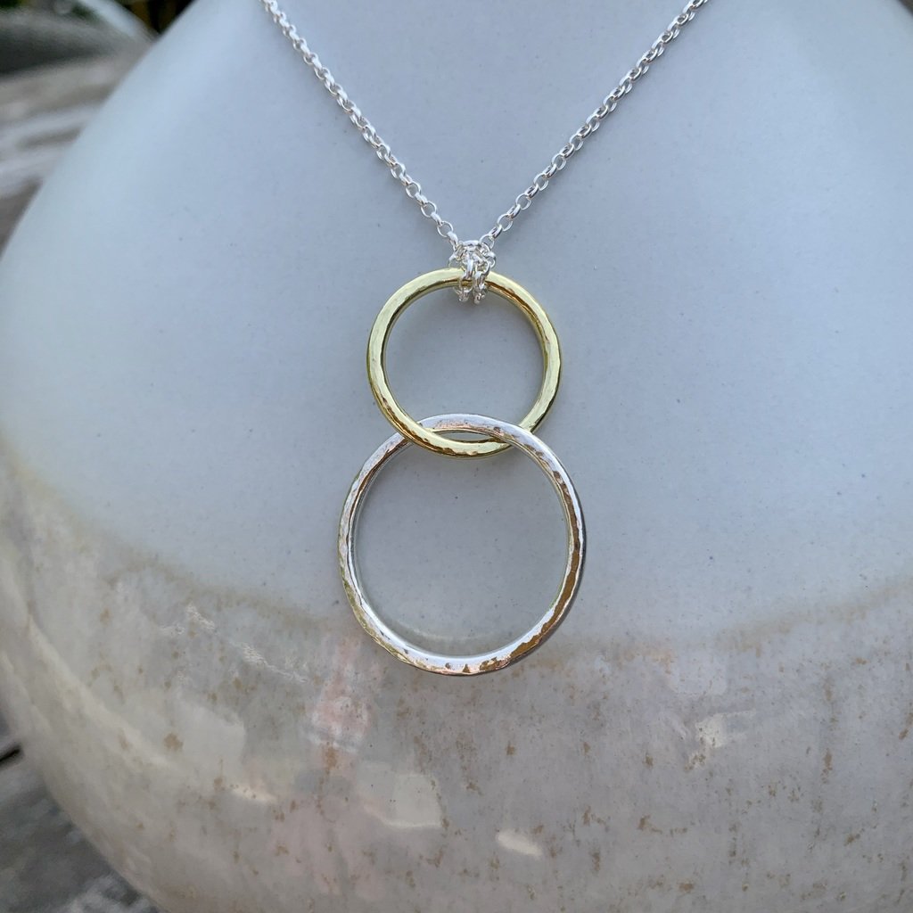 Caldera Doppia Duet- handmade gold and silver necklace - single