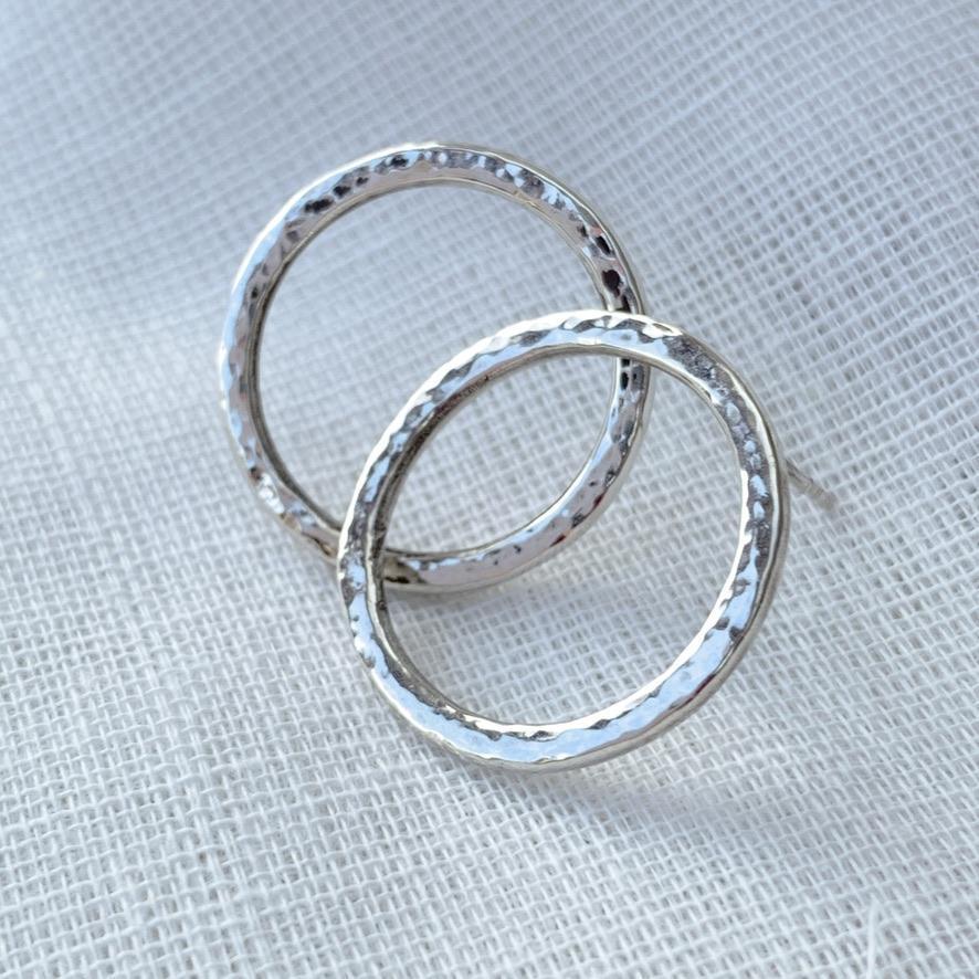 Caldera Cirque Stud Earrings - handmade silver earrings with hammered finish - medium