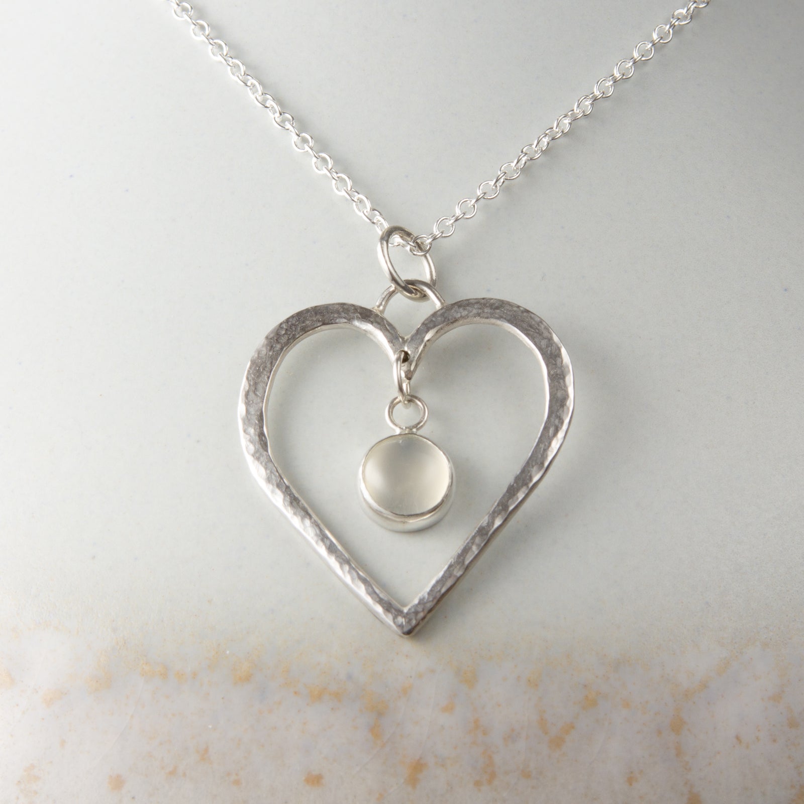Caldera Corazon Silver Heart Moonstone Pendant Necklace