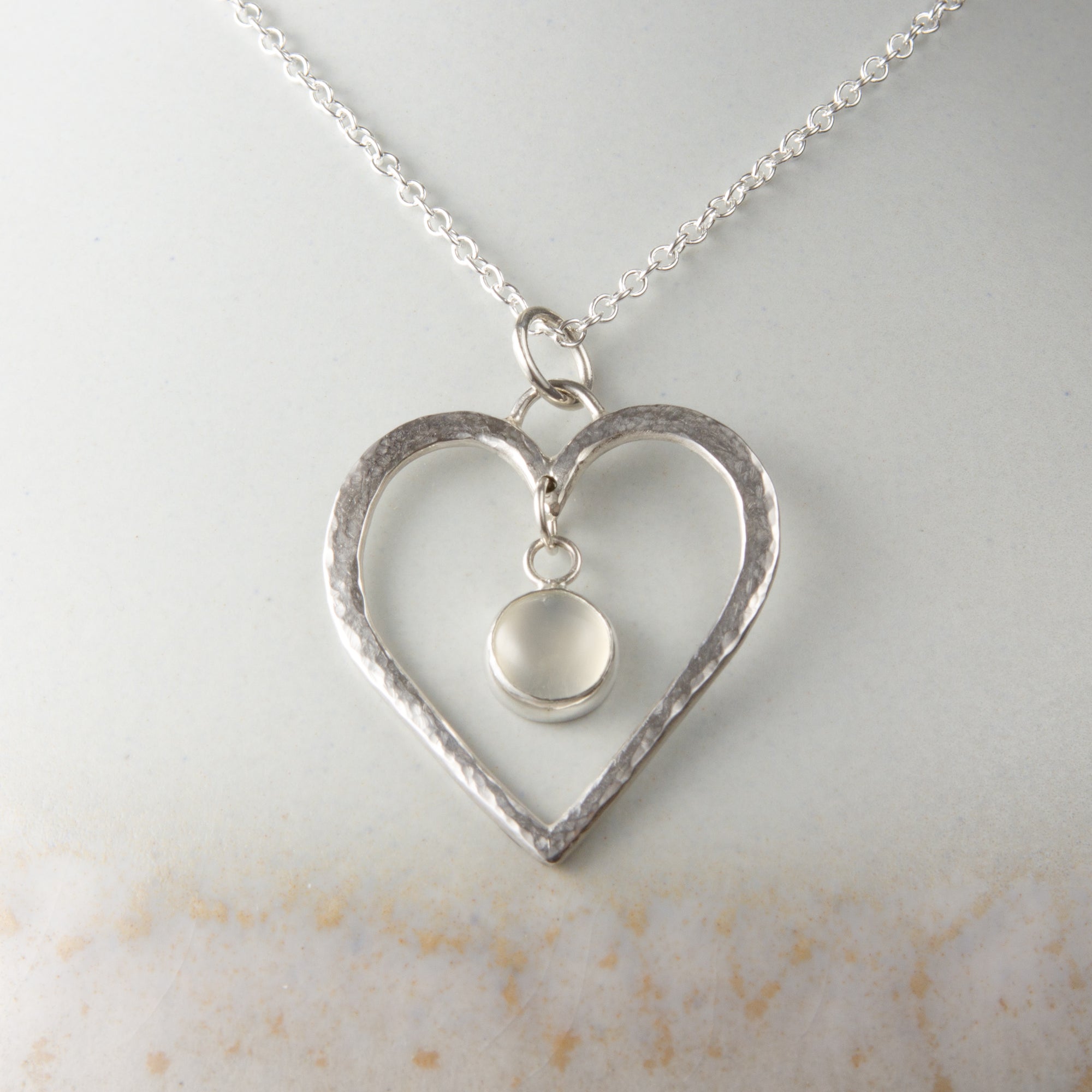 Caldera Corazon Silver Heart Moonstone Pendant Necklace