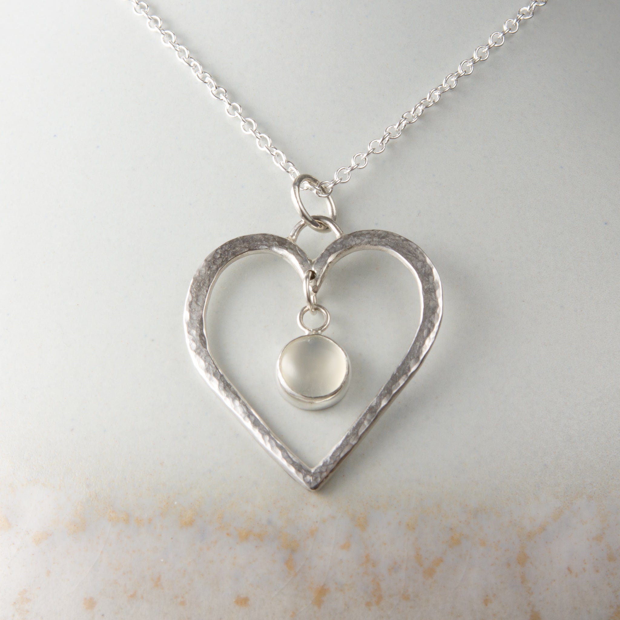 Caldera Corazon Silver Heart Moonstone Pendant Necklace