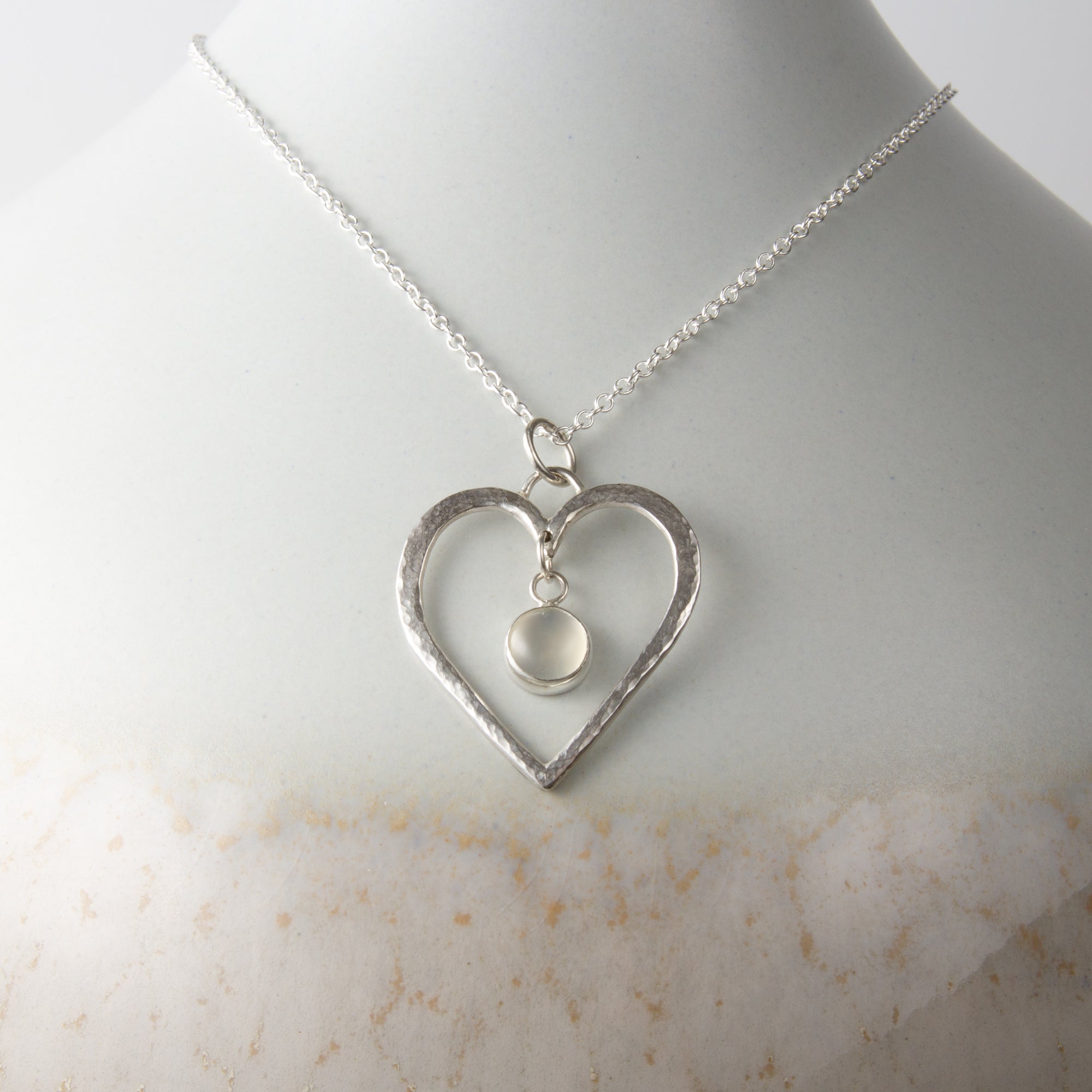 Caldera Corazon Silver Heart Moonstone Pendant Necklace
