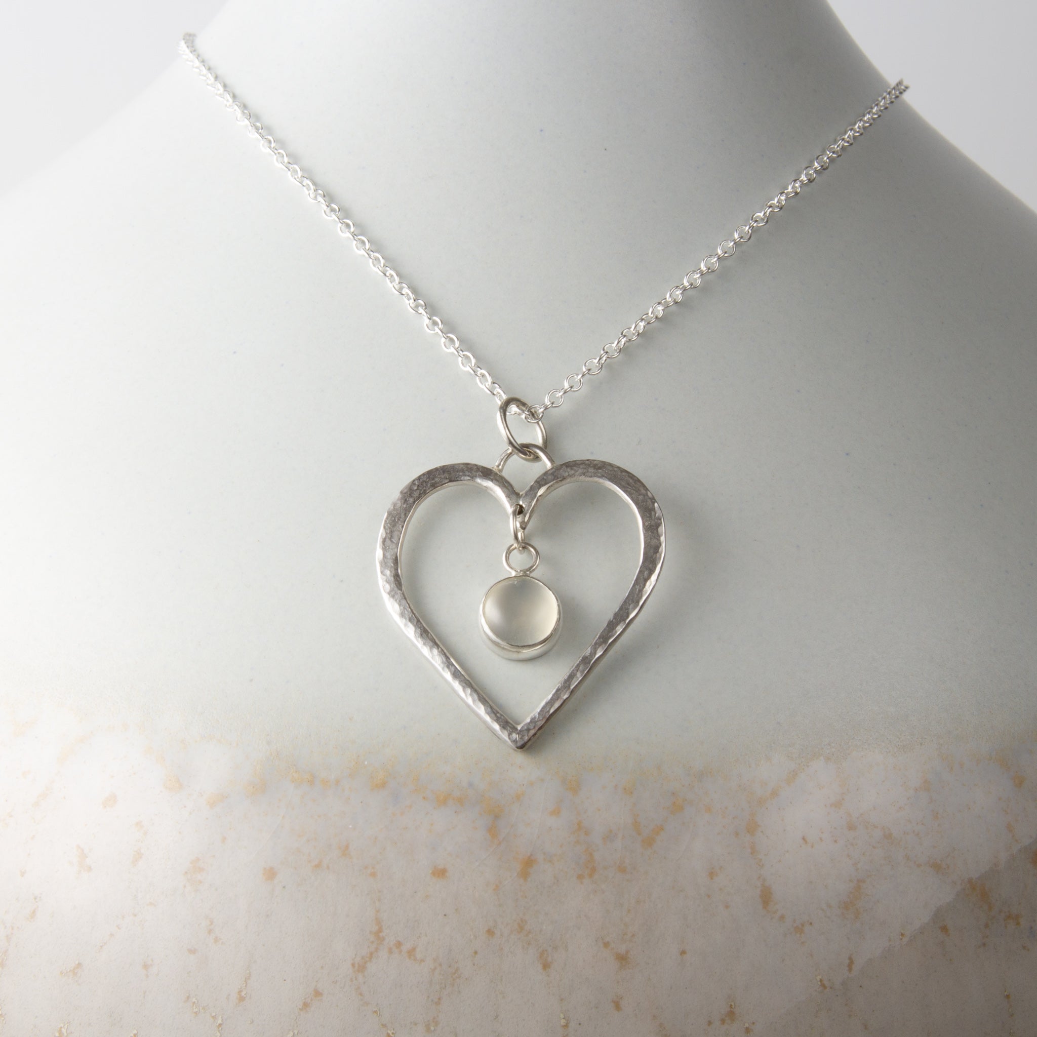 Caldera Corazon Silver Heart Moonstone Pendant Necklace