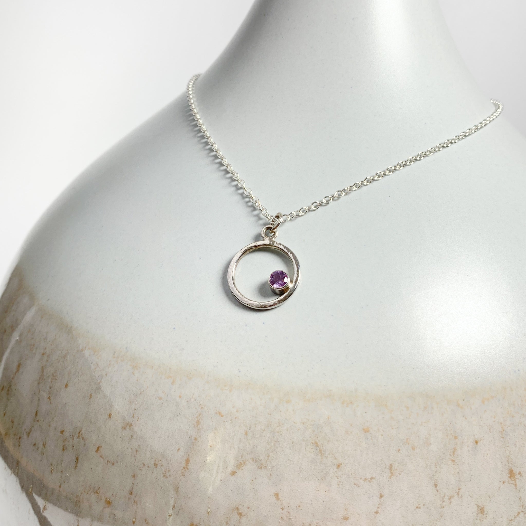 Caldera Eclissi Amethyst Silver Pendant Necklace
