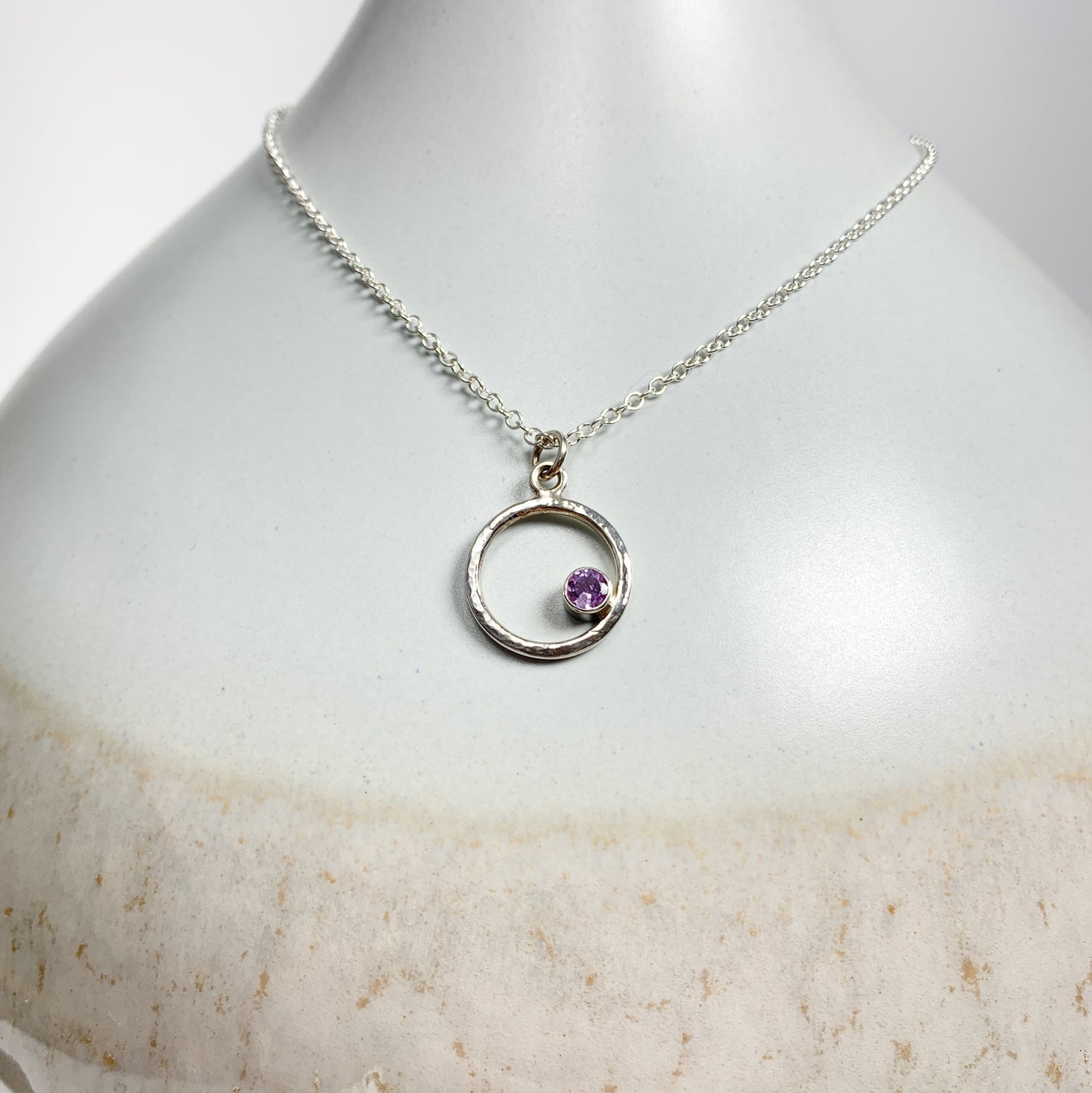 Caldera Eclissi Amethyst Silver Pendant Necklace