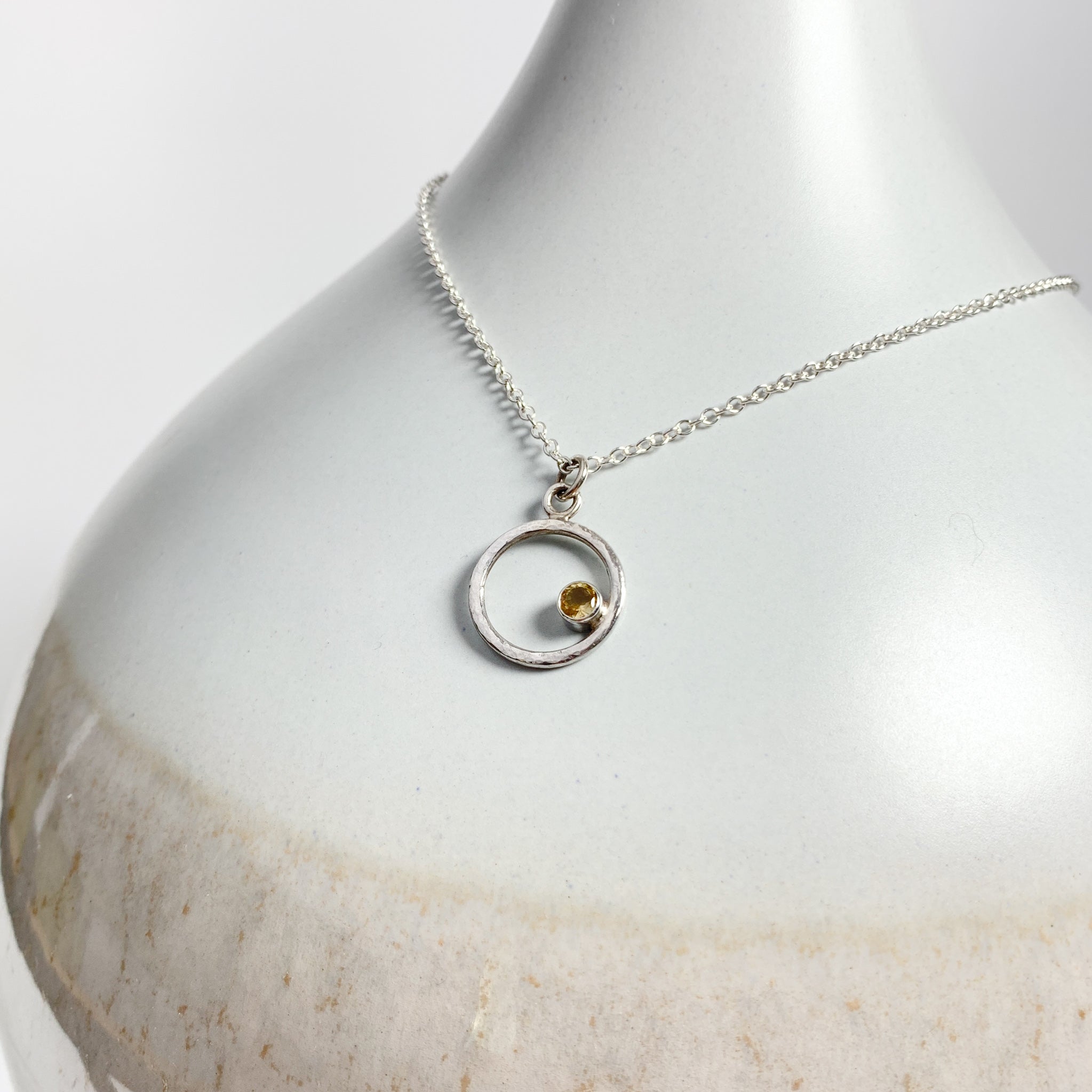 Caldera Eclissi Citrine Silver Pendant Necklace