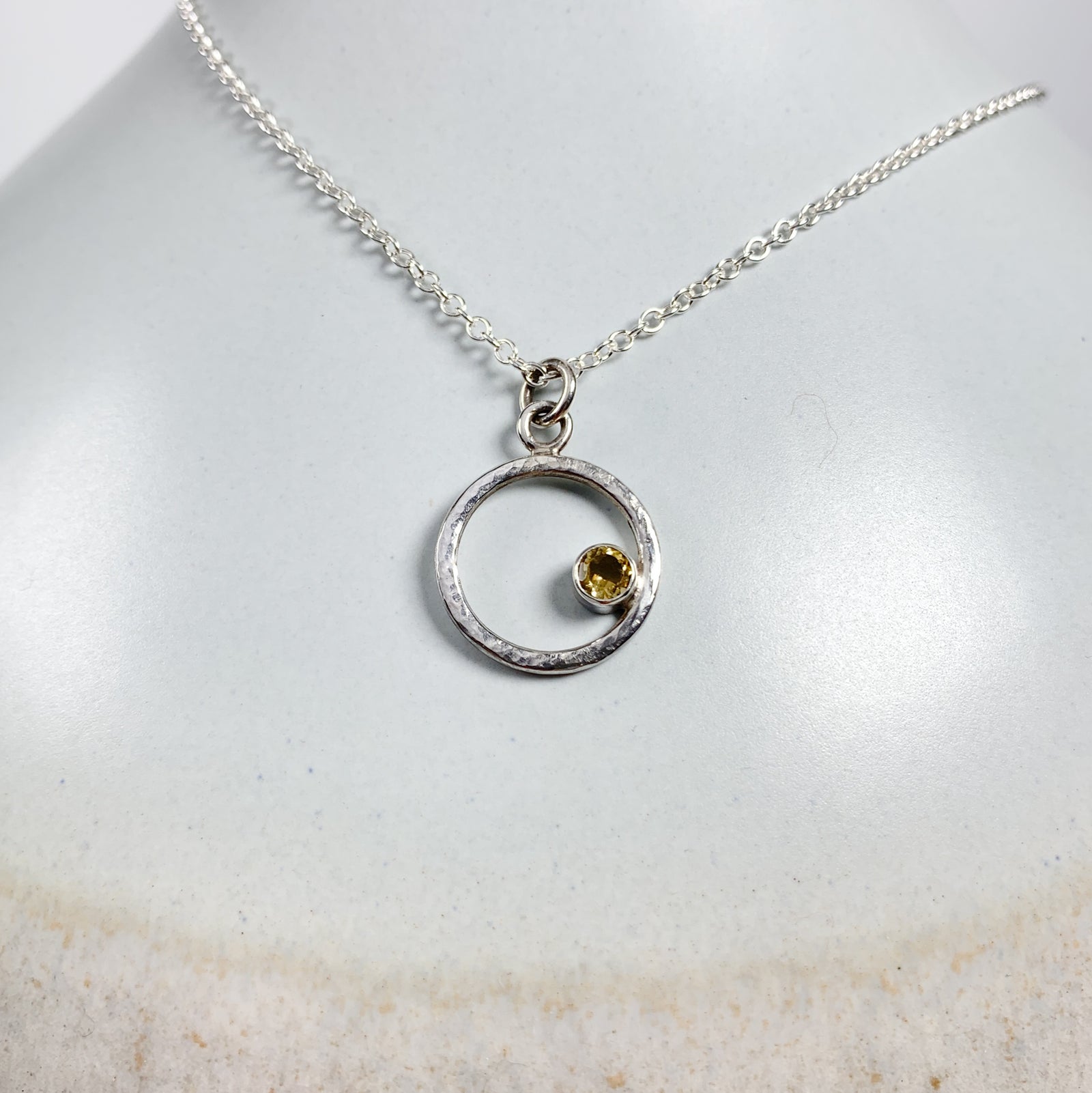 Caldera Eclissi Citrine Silver Pendant Necklace