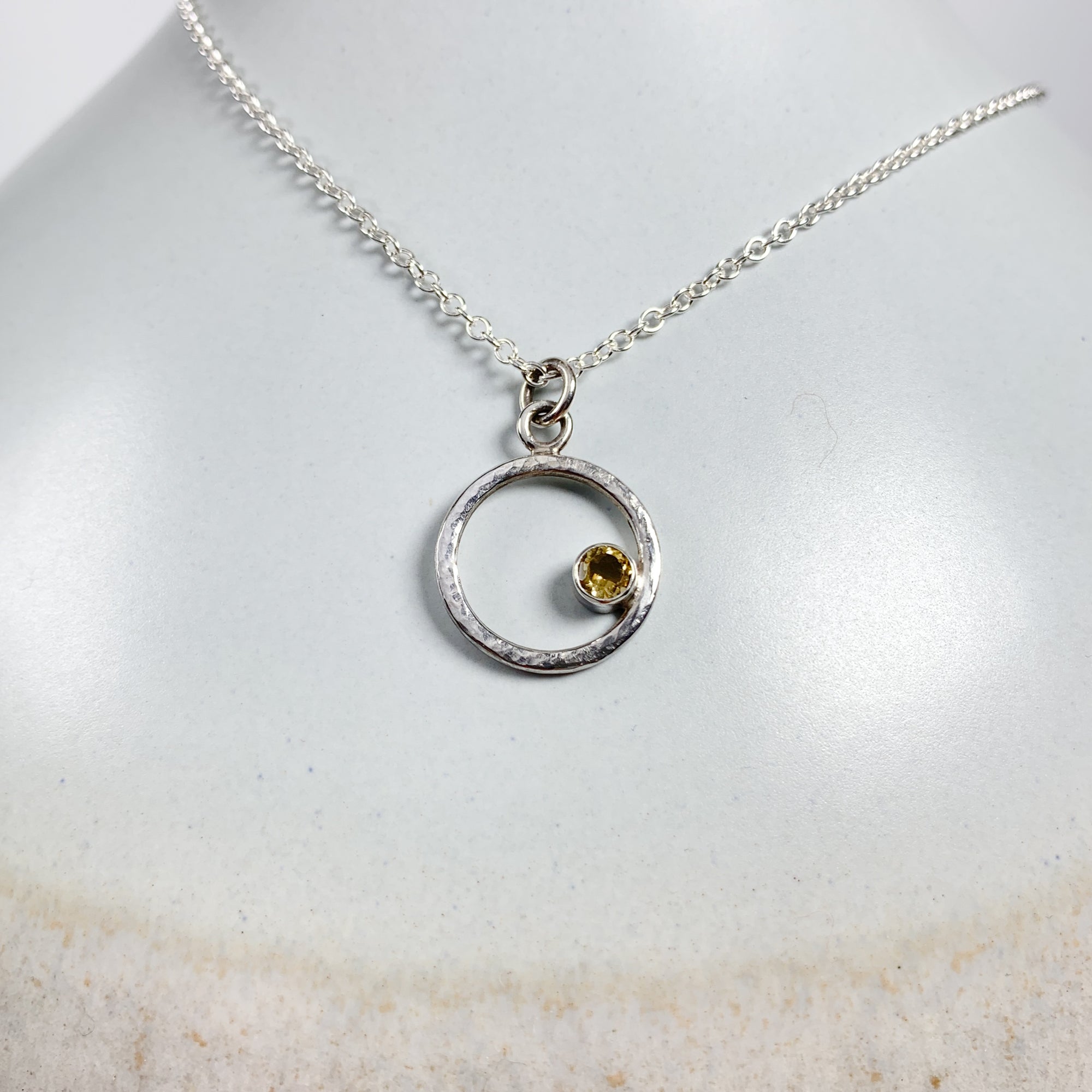 Caldera Eclissi Citrine Silver Pendant Necklace