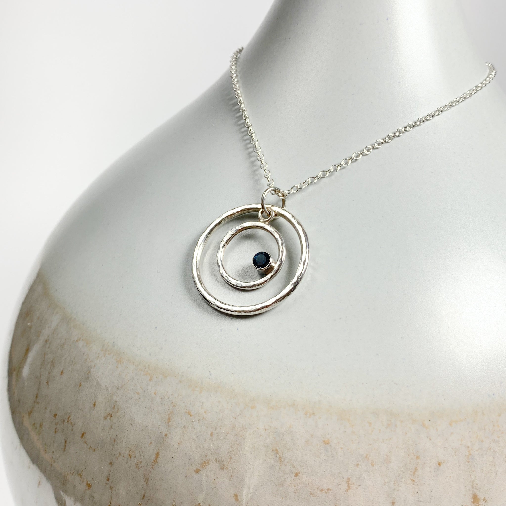 Caldera Eclissi Doppia London Blue Topaz Silver Pendant Necklace