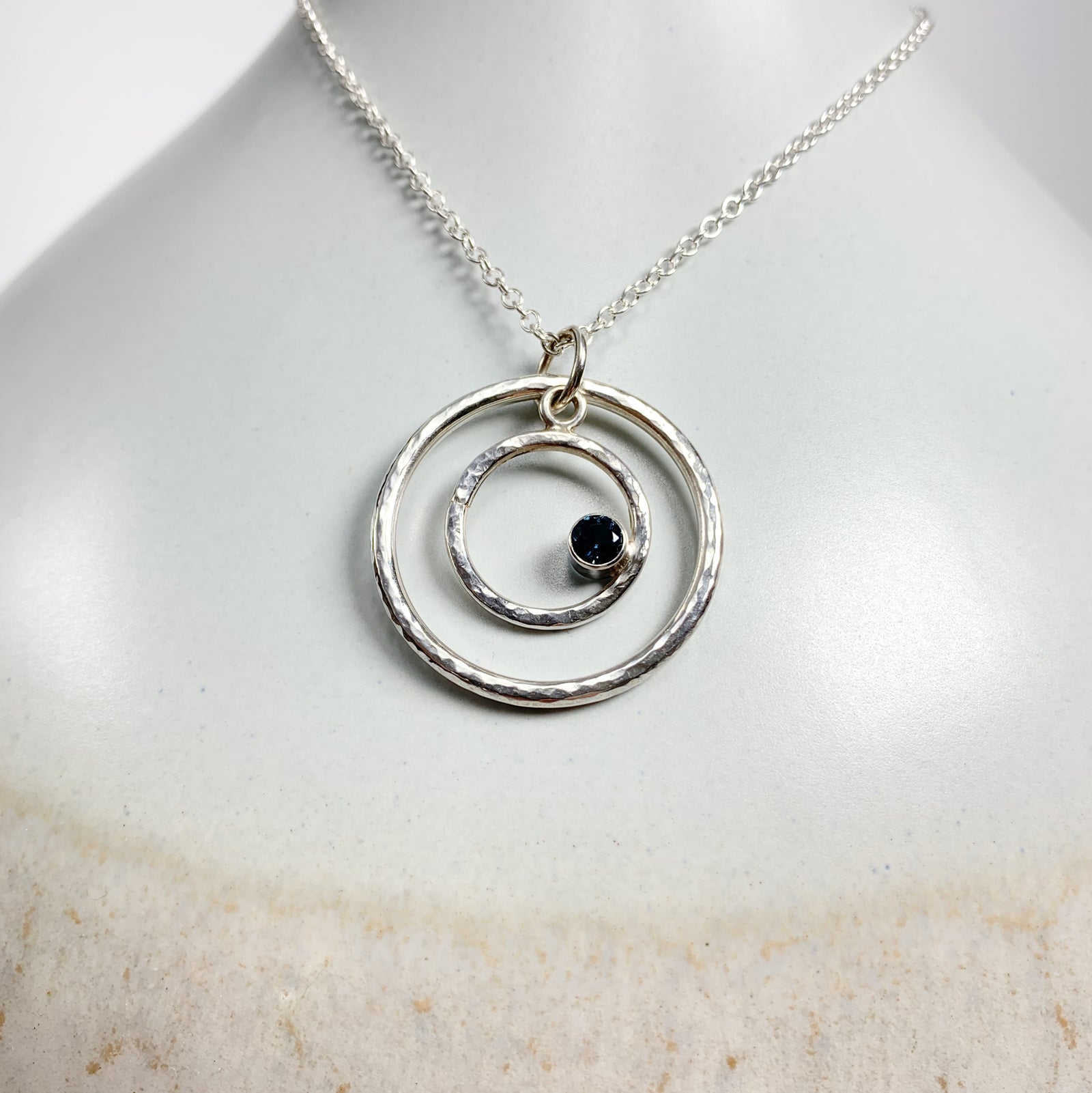 Caldera Eclissi Doppia London Blue Topaz Silver Pendant Necklace