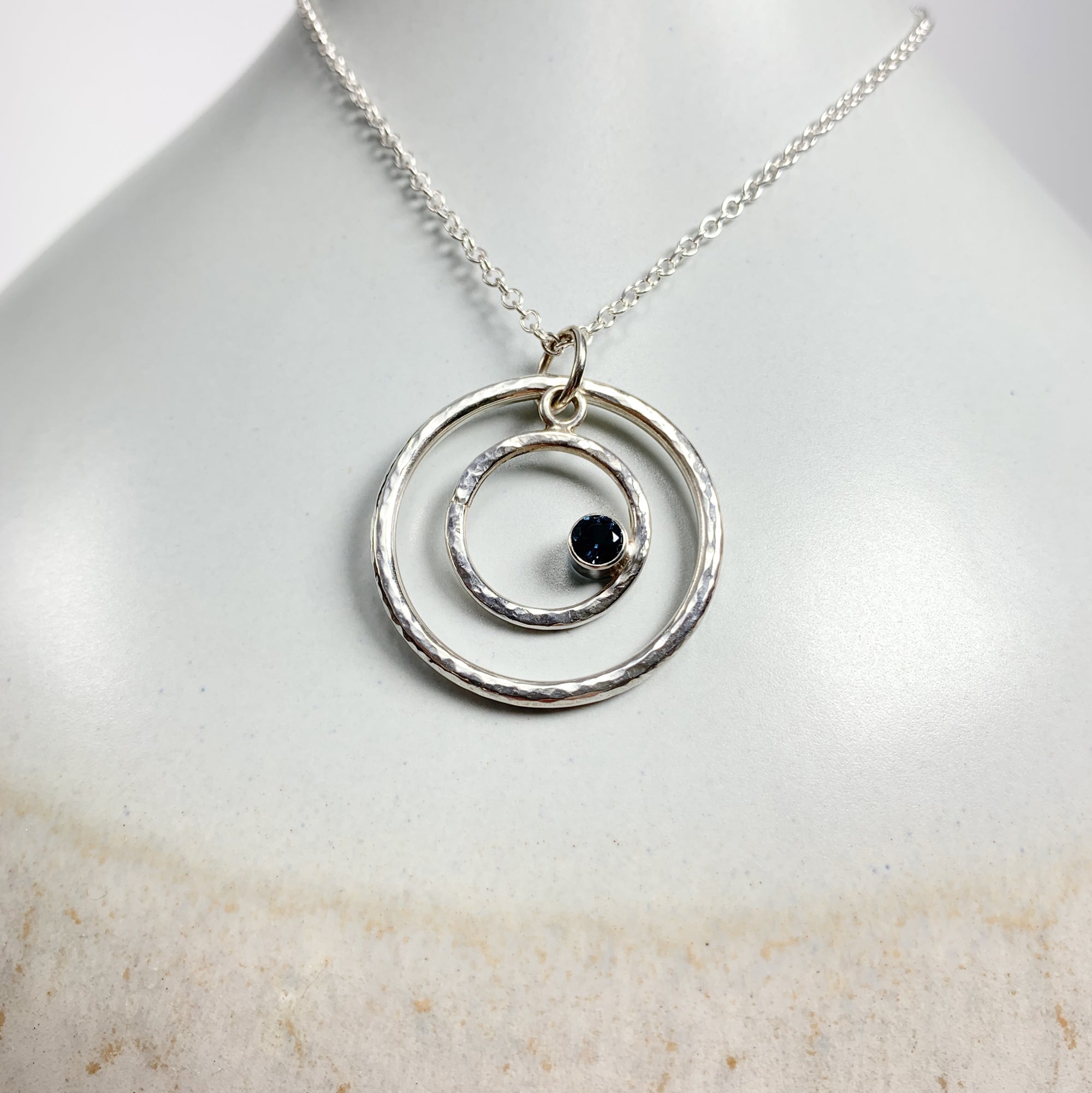 Caldera Eclissi Doppia London Blue Topaz Silver Pendant Necklace