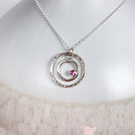 Caldera Eclissi Doppia Pink Sapphire Silve Pendant Necklace