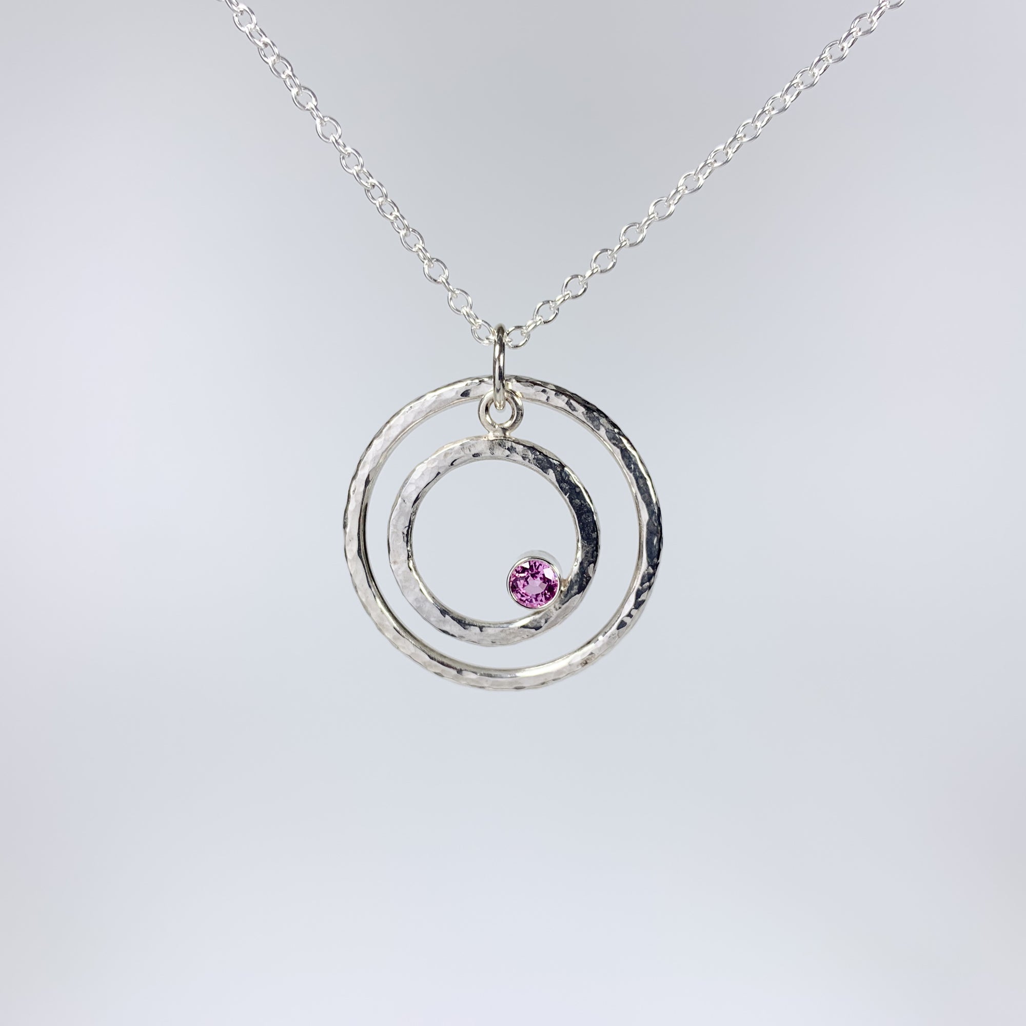 Caldera Eclissi Doppia Pink Topaz Silver Pendant Necklace