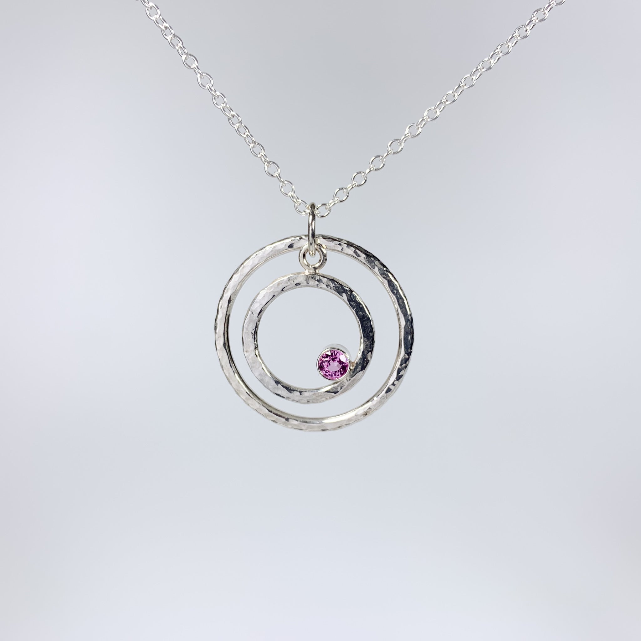 Caldera Eclissi Doppia Pink Topaz Silver Pendant Necklace