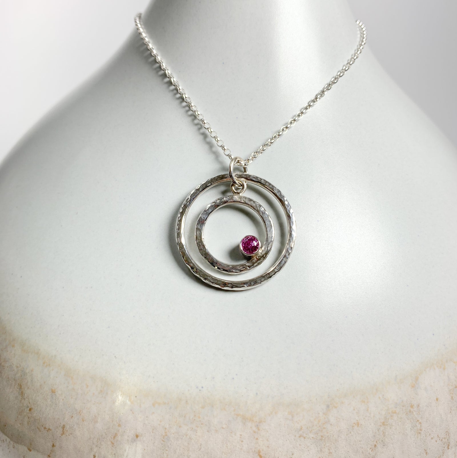 Caldera Eclissi Doppia Pink Topaz Silver Pendant Necklace