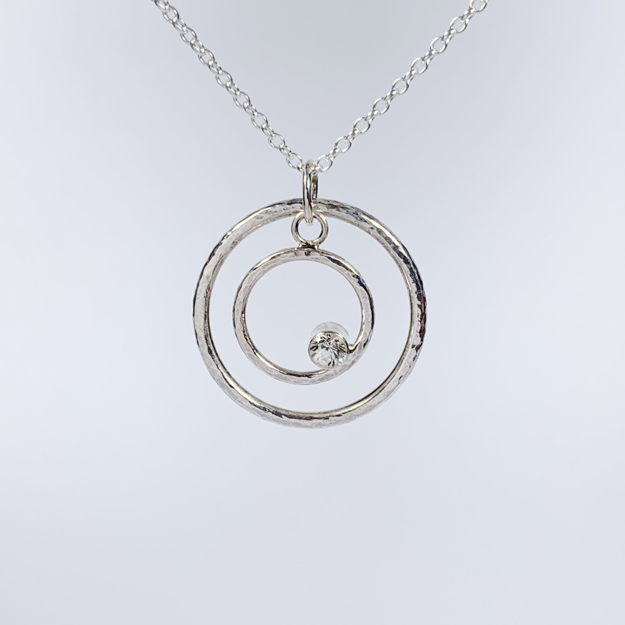 Caldera Eclissi Doppia White Sapphire Silve Pendant Necklace