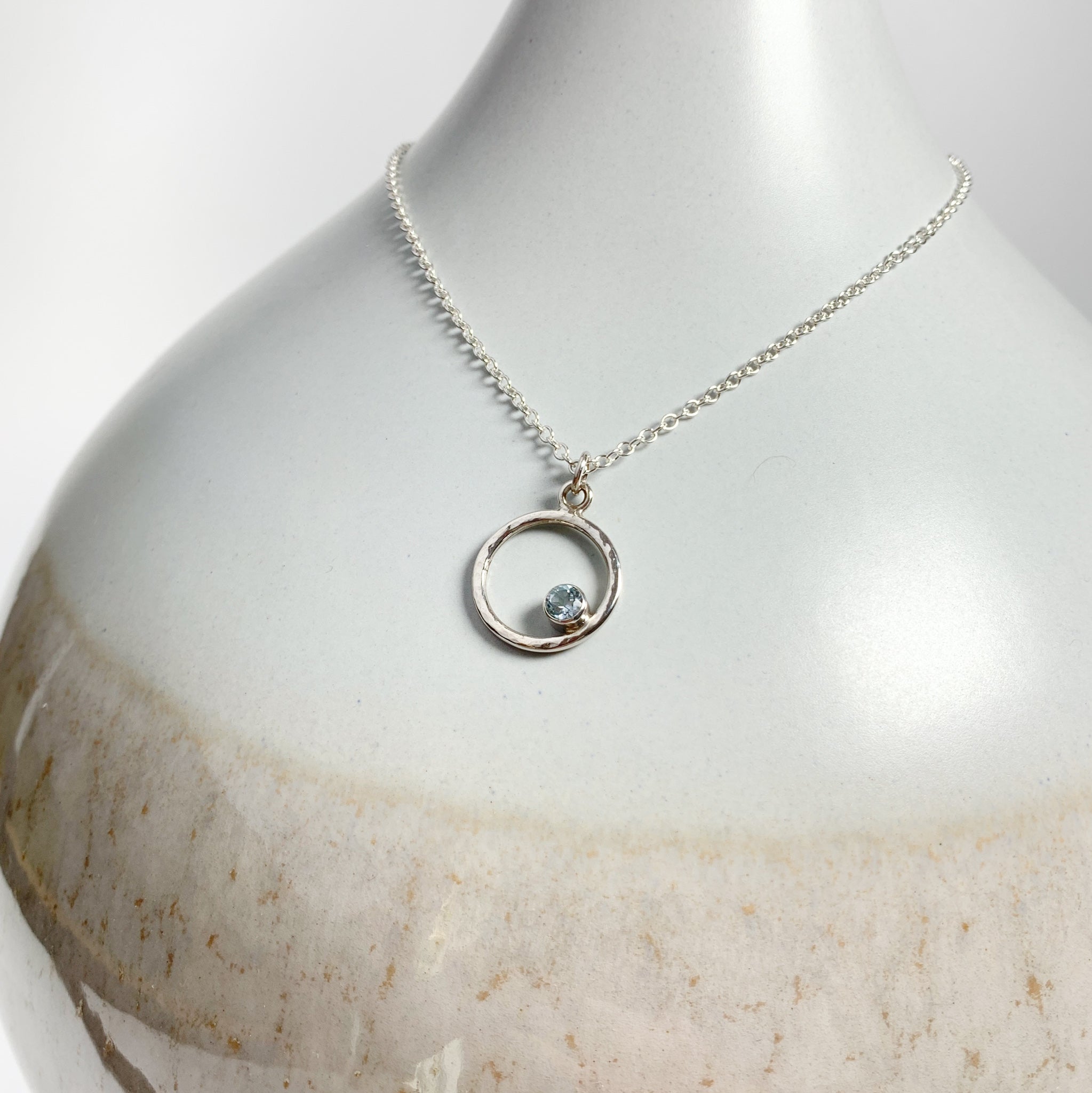 Caldera Eclissi Sky Blue Topaz Silver Pendant Necklace