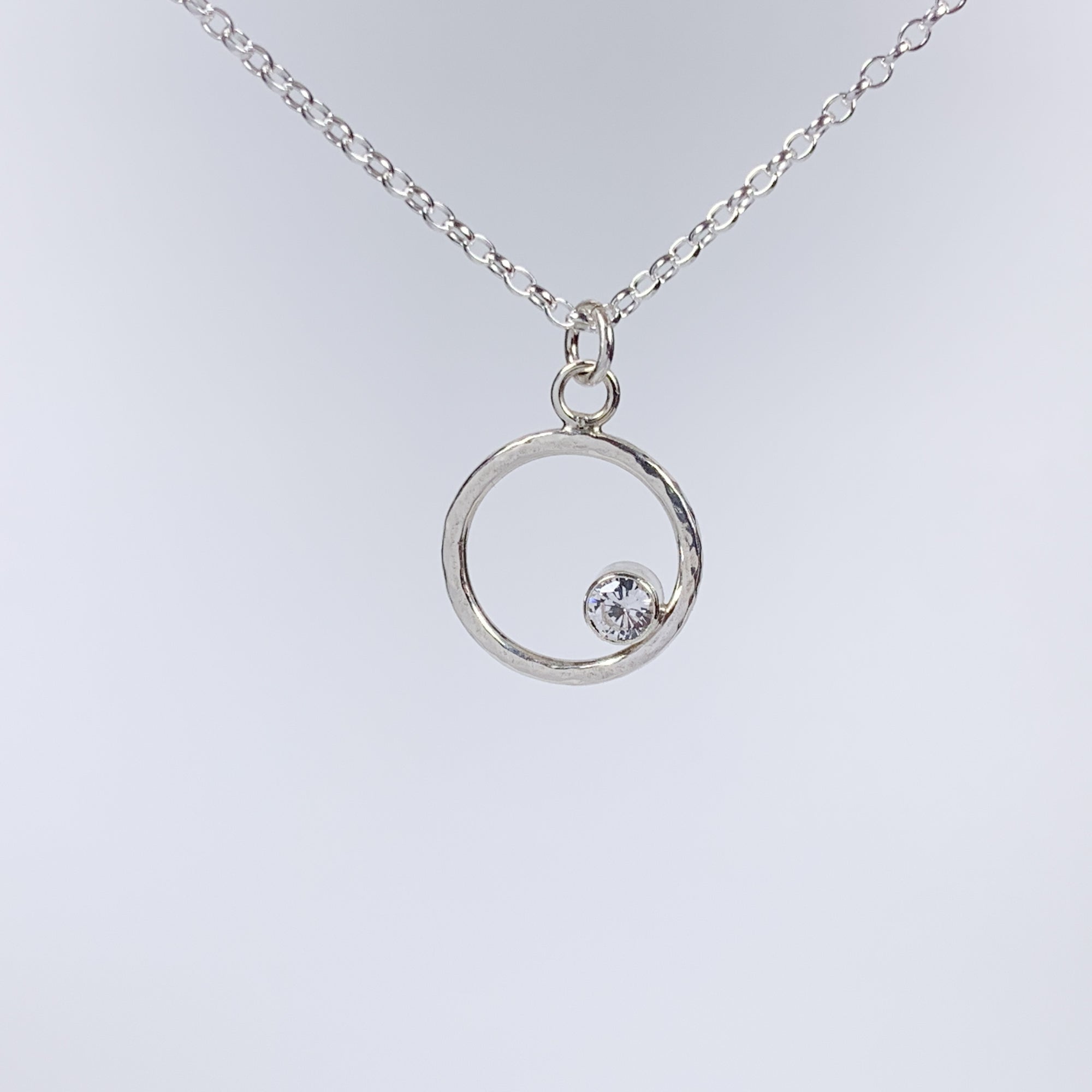 Caldera Eclissi White Sapphire Silver Pendant Necklace