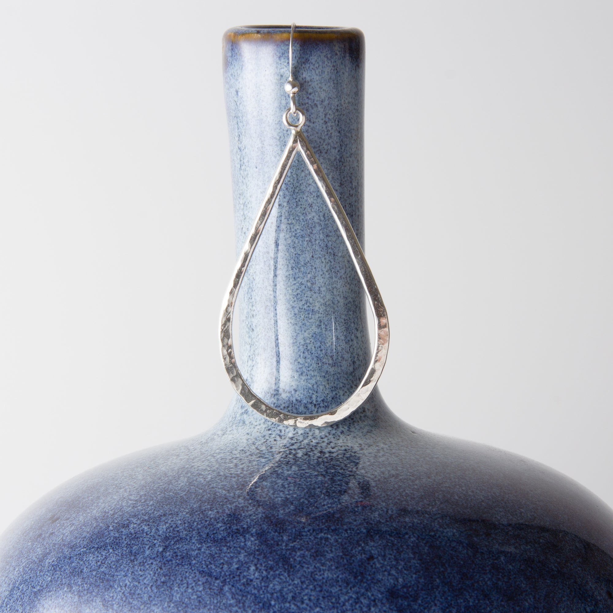 Caldera Perla Grande Large Teardrop Shaped Silver Earrings