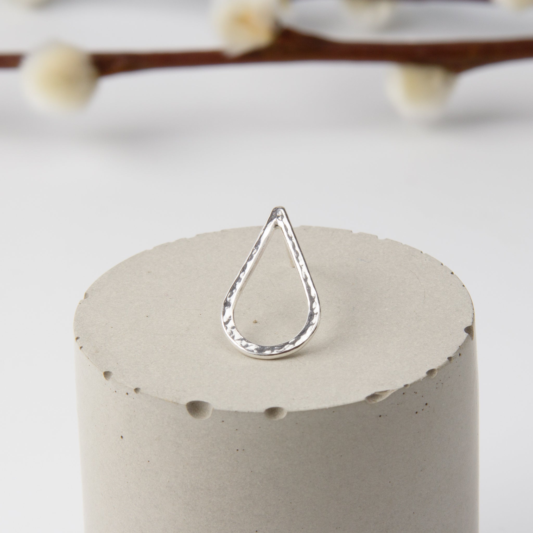 Caldera Perla Silver Droplet Stud Earrings Pair